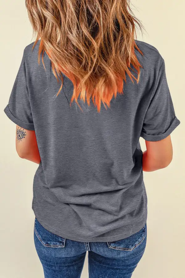 Gray Casual Plain Crew Neck