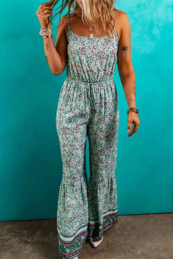 Bohemian Floral Ruffle Bottom Spaghetti Strap Accessory