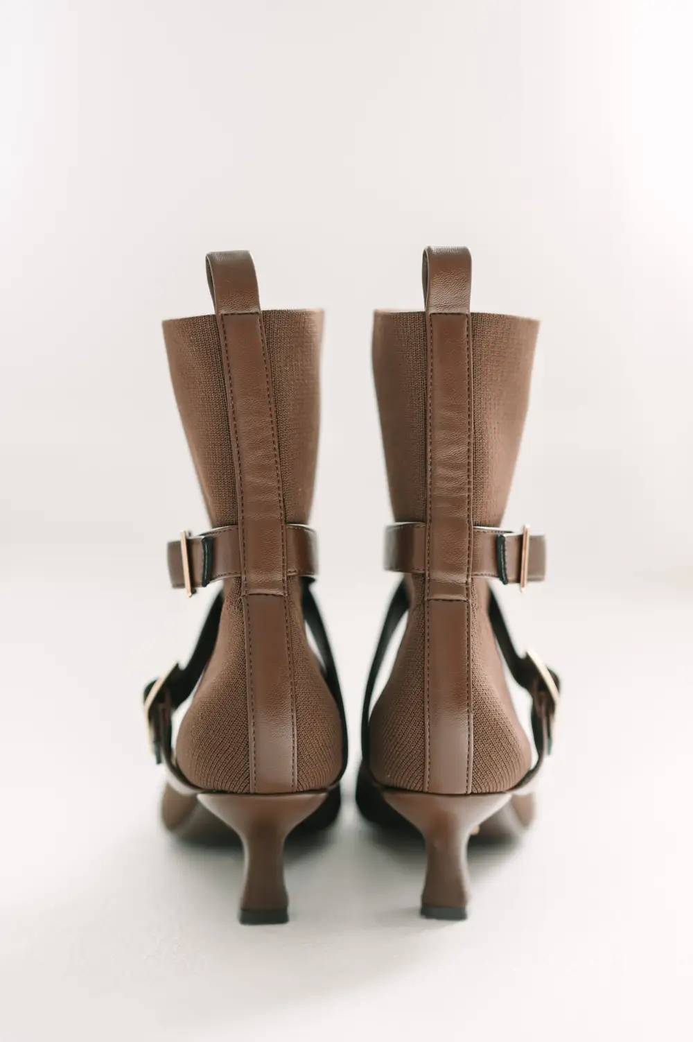 Faux Leather Pointed Toe Kitten Heel Ankle Boots