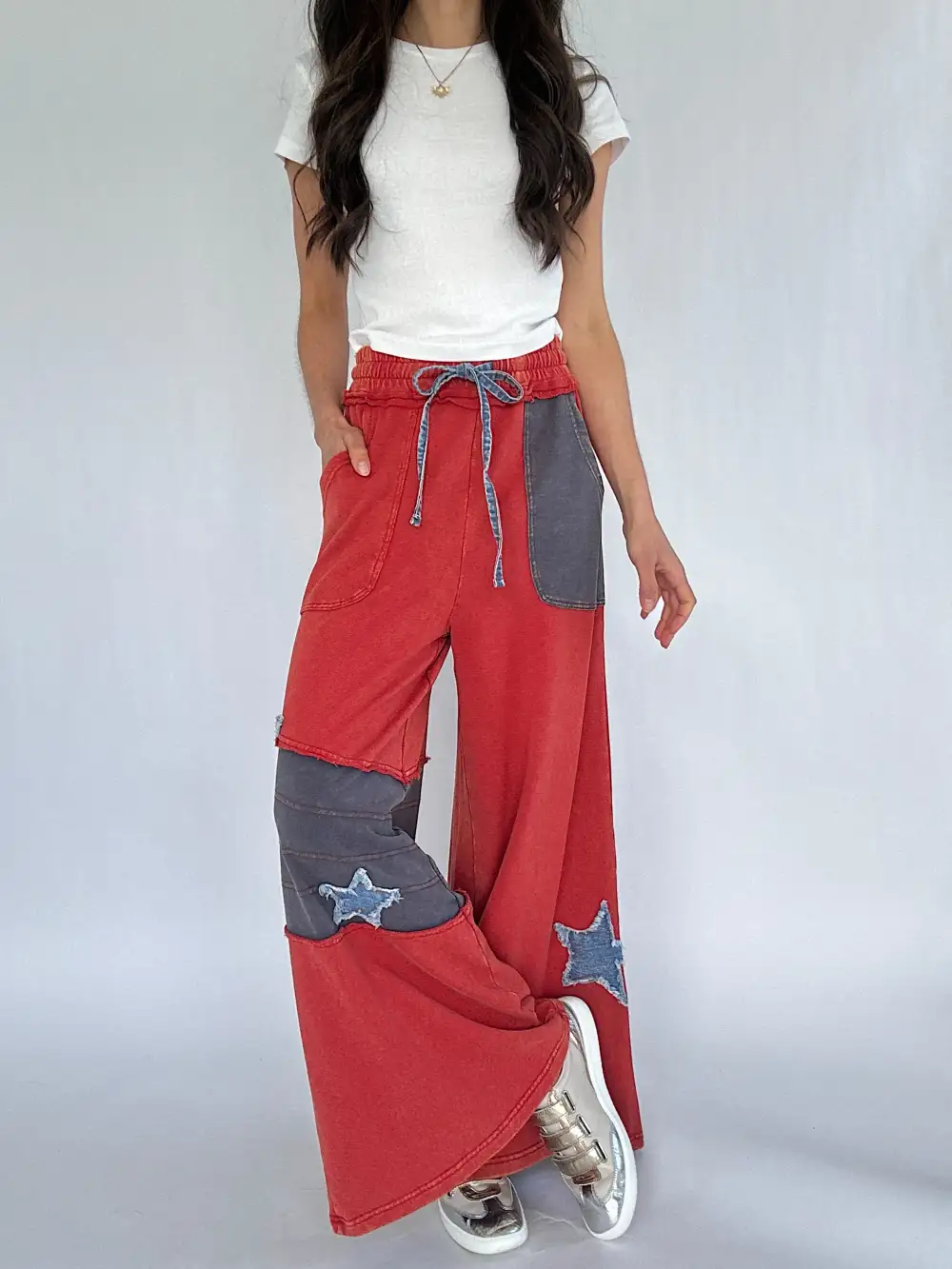 Star Patch Wide Leg Pants