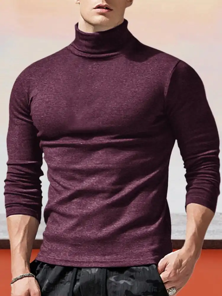 Classic Slim Fit Turtleneck Basic Top T-Shirt