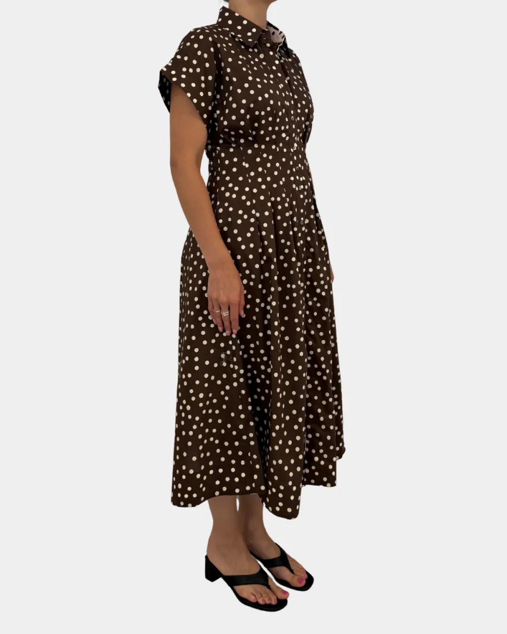 Shirt Collar Polka Dot Dress