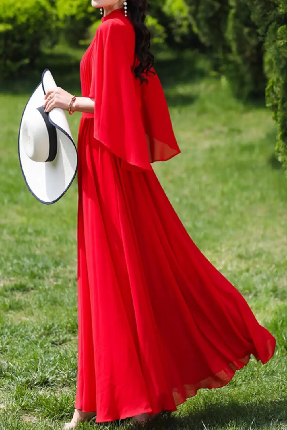 Classic Chiffon Fit And Flare Swing Maxi Dress