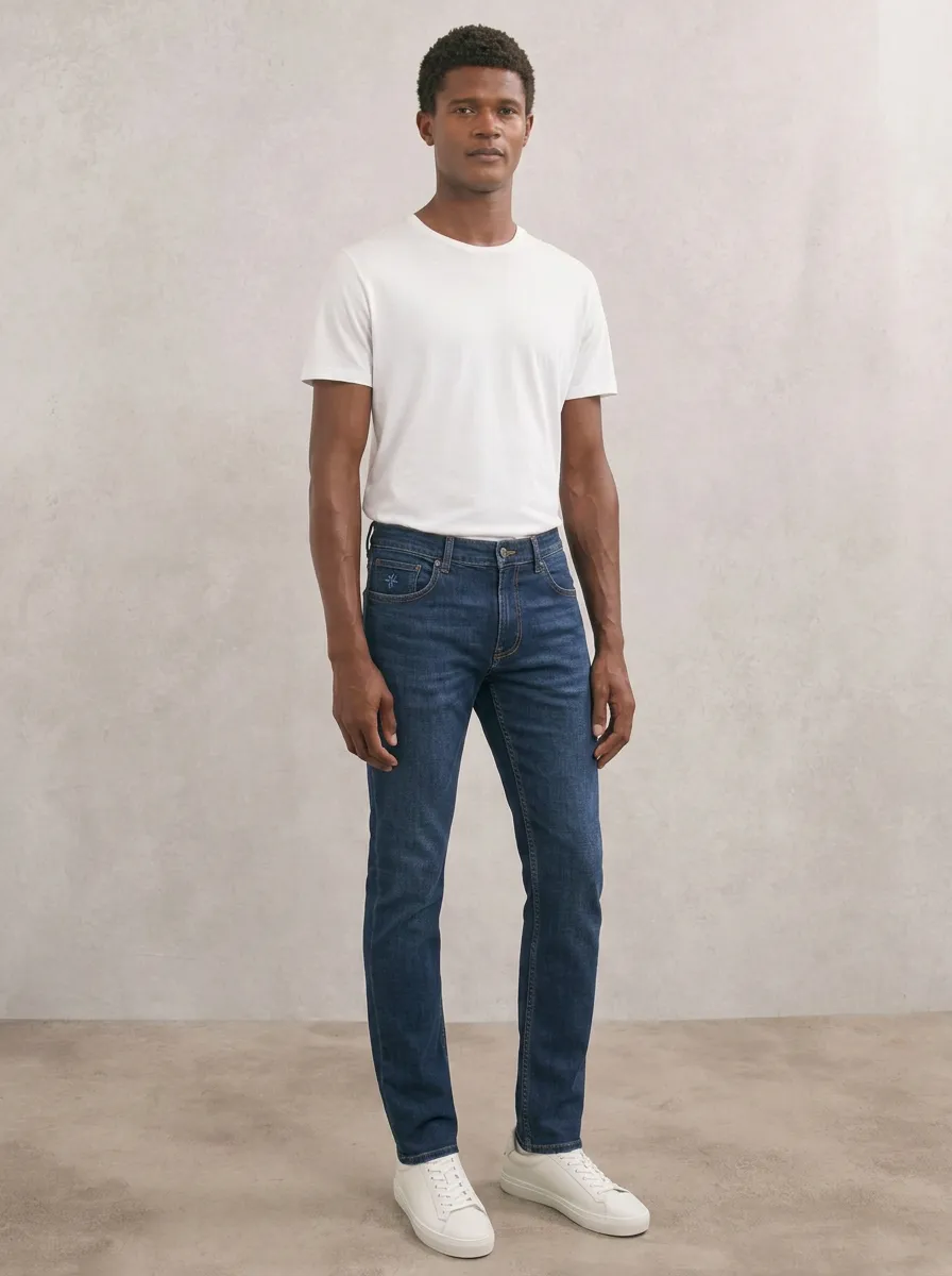 Men's Classic Weekend Embroidered Detail Stretch Denim Jeans