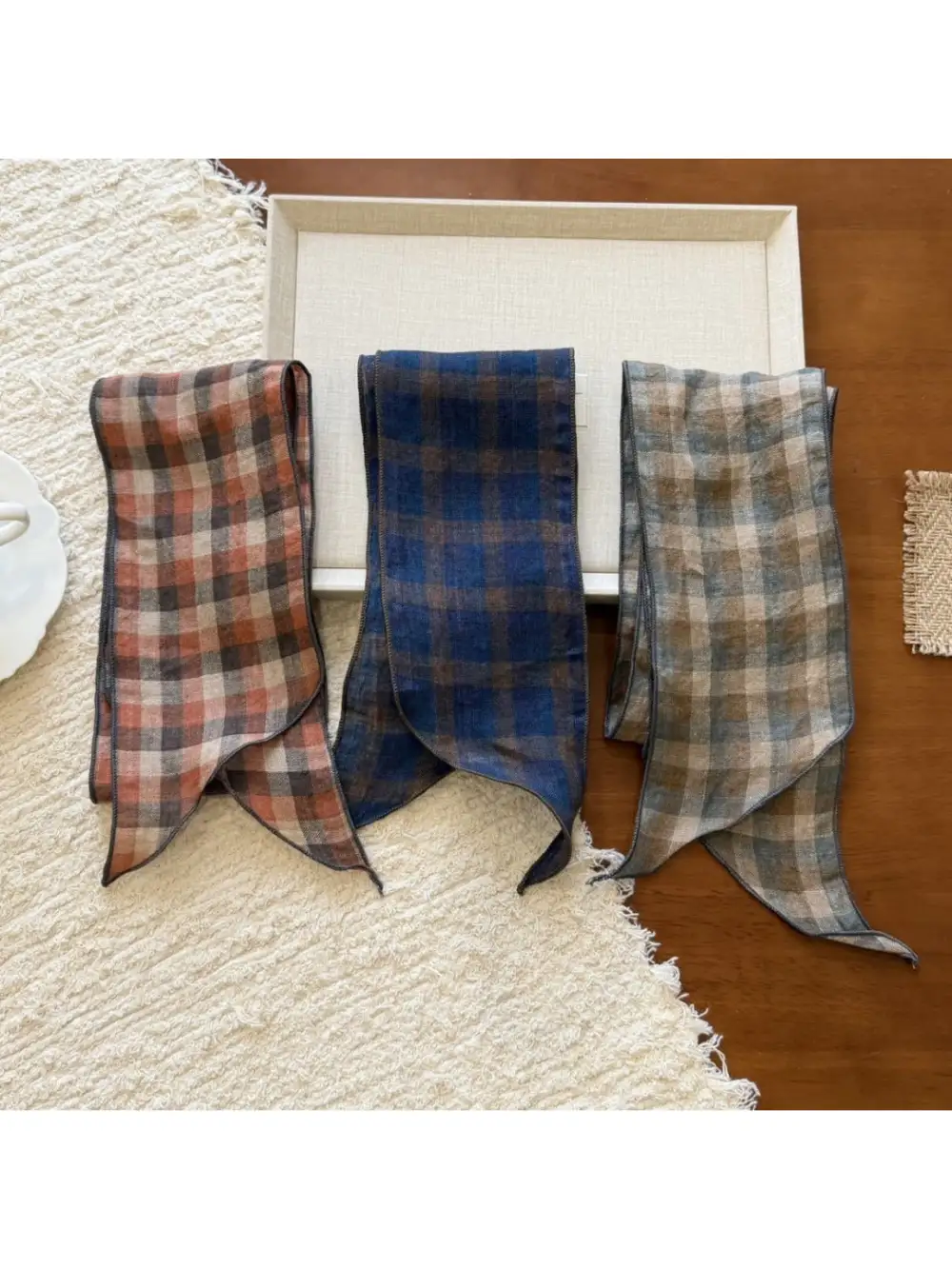 Classic Plaid Slim Skinny Scarf