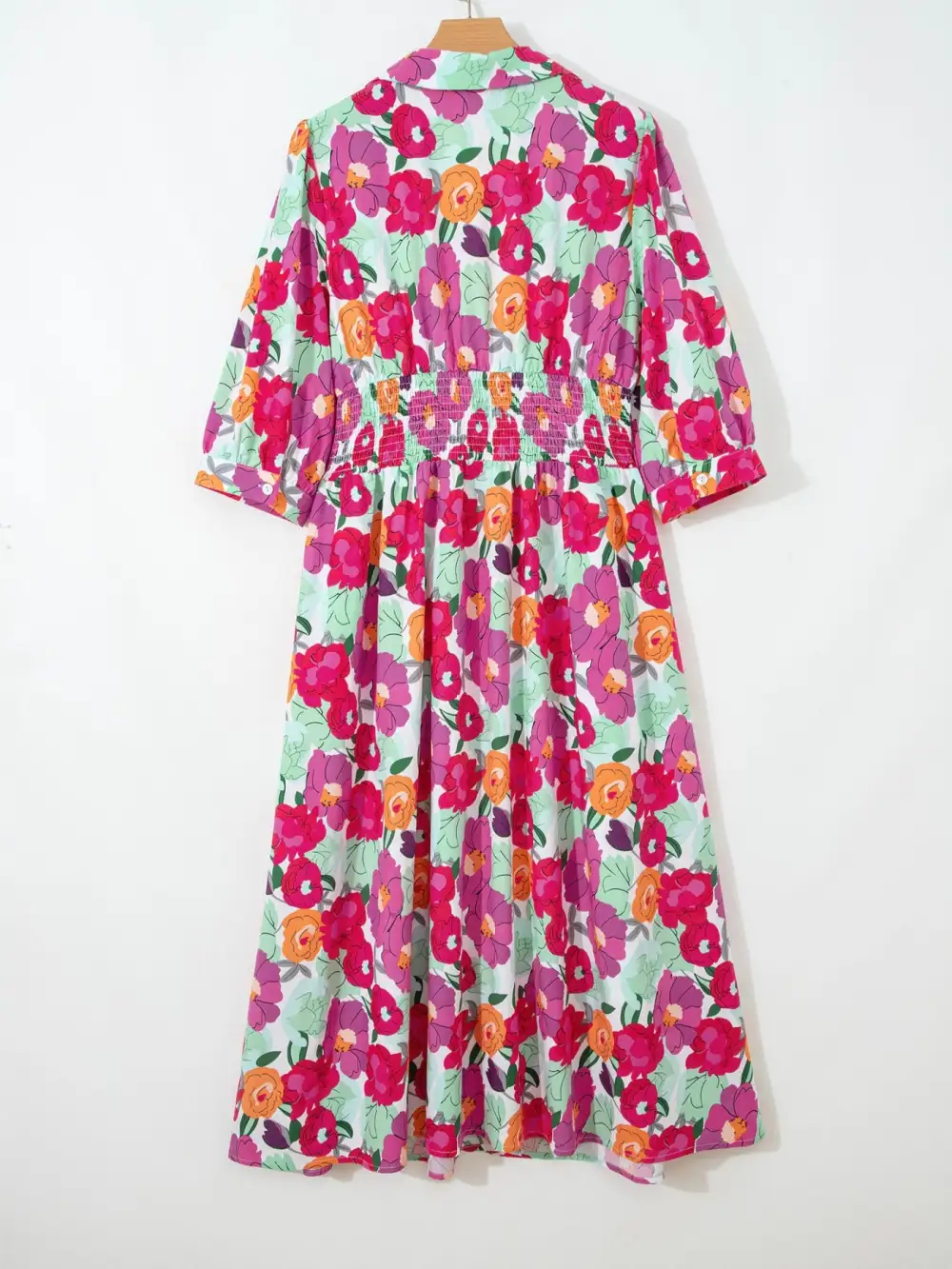 Polished Detail Floral Printed V Neck Dress