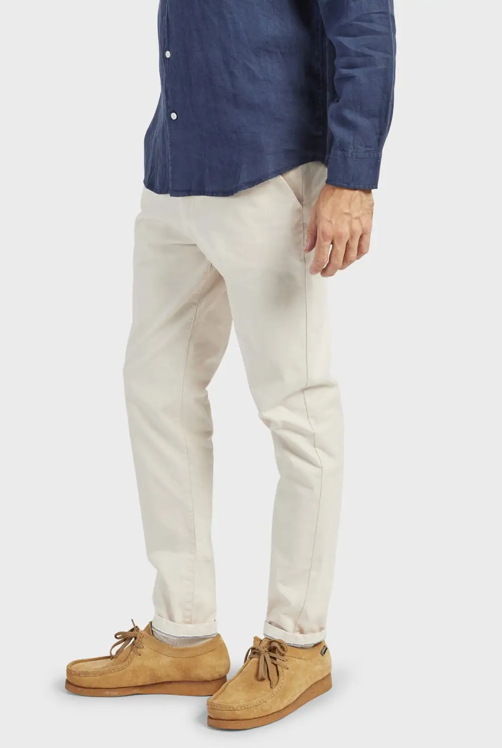 Cotton Blend Slim Leg Trousers