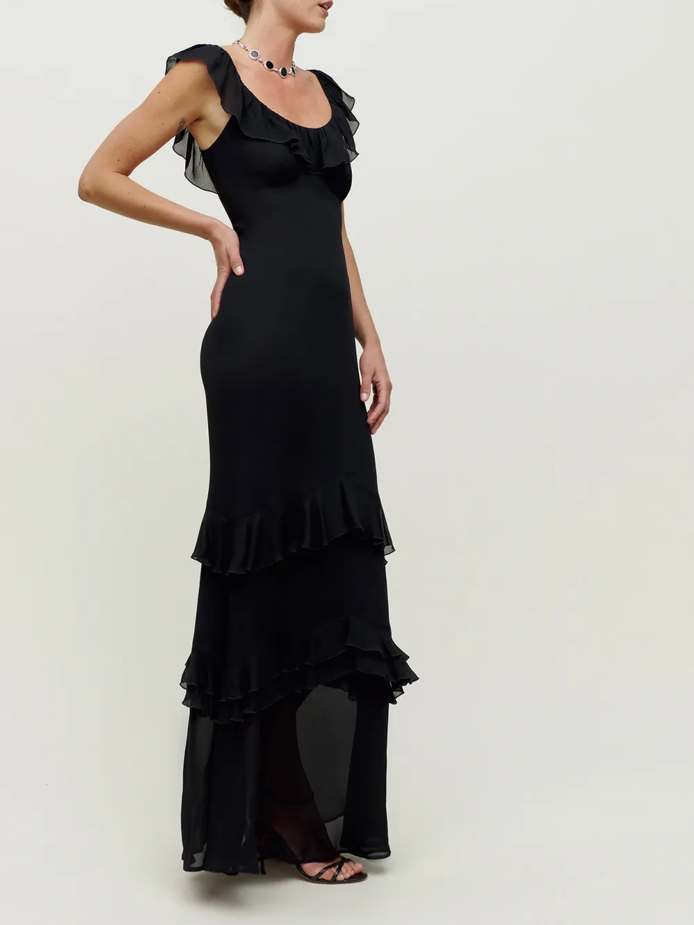 Floral Patterned Ruffled Maxi Dress