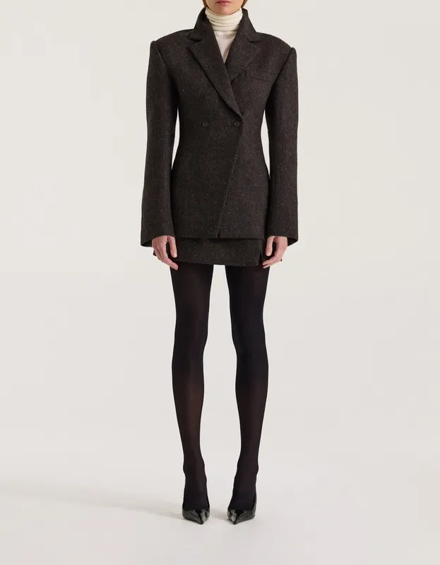 Graphite Tweed Low-Rise Skirt