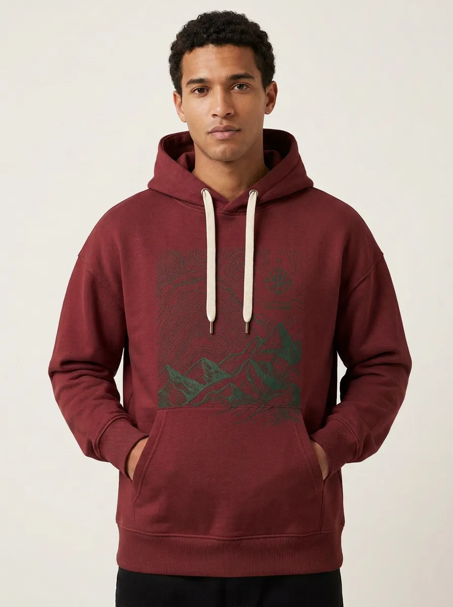 Men's Mountain Explorer Topographic Compass Graphic Hoodie