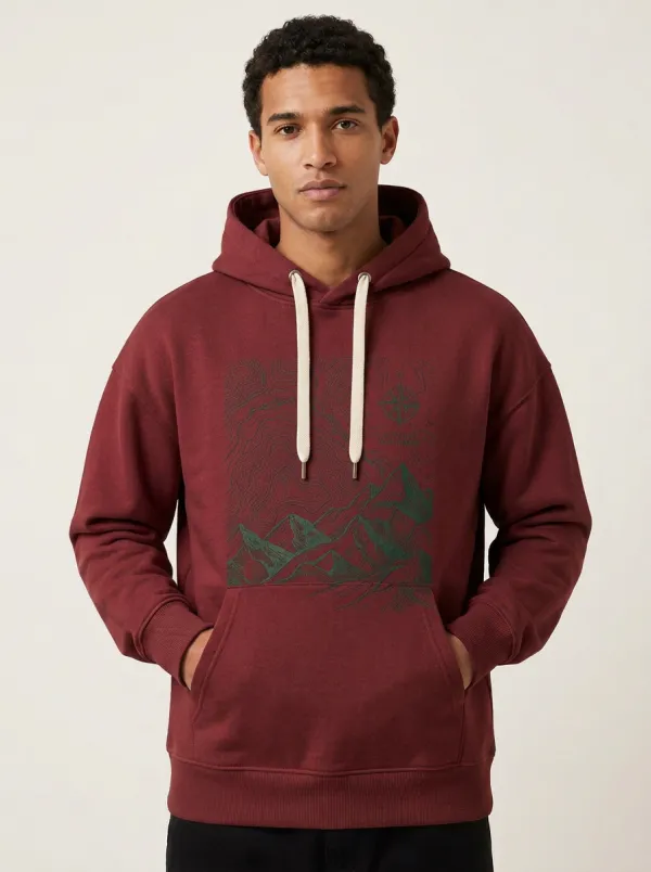 Men's Mountain Explorer Topographic Compass Graphic Hoodie