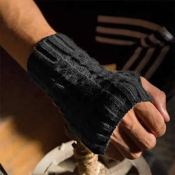 Women'S Half Finger Warm Thick Wool Gloves 37280337C