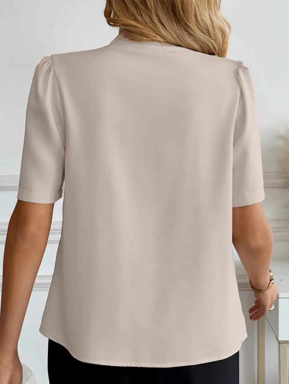 V Neck Button Short Sleeve Shirt