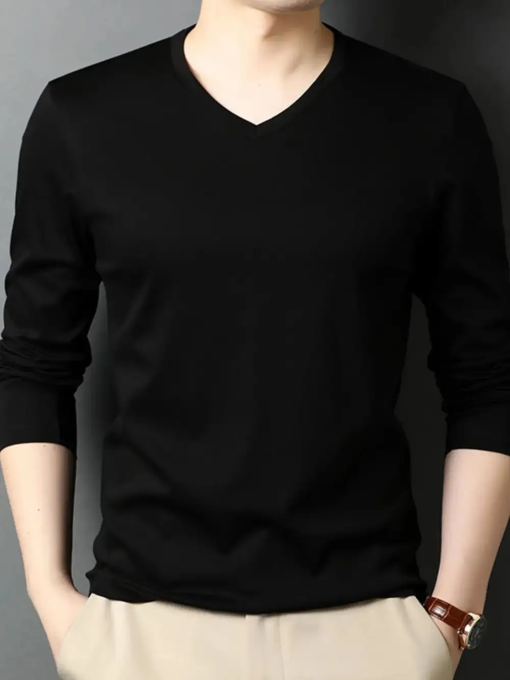V-Neck Long-Sleeve T-Shirt