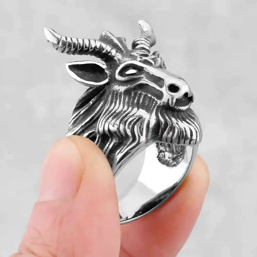 Men's Baphomet Goat Head Ring Seal