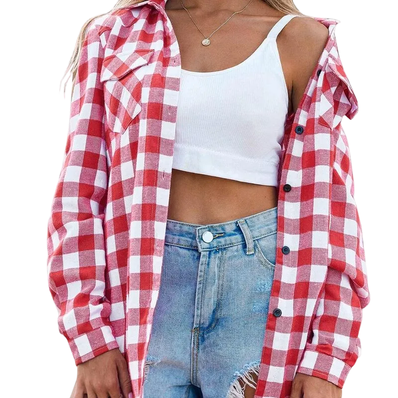 Women‘s Plaid Flannel Shirt