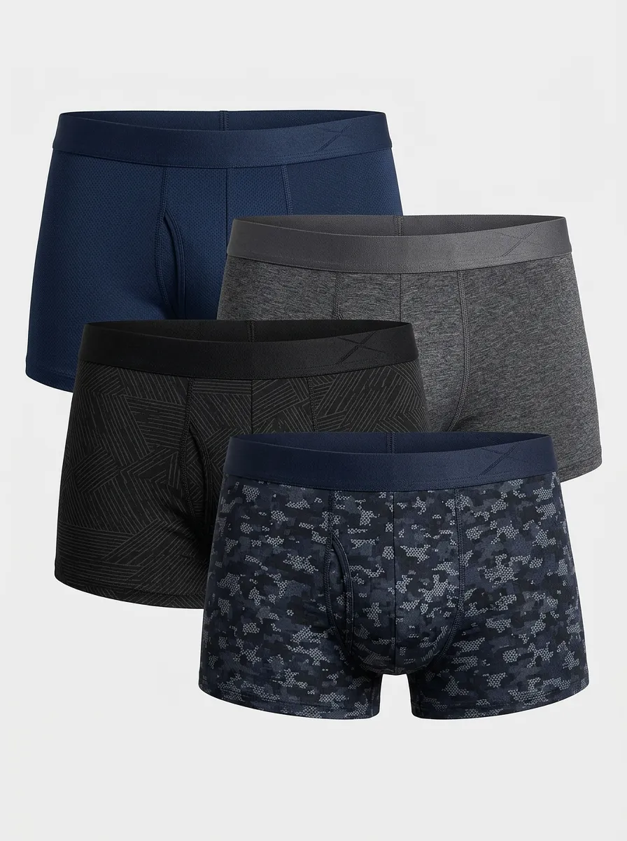 Everyday Geometric Everyday Look Men' Four Pack Boxer Briefs