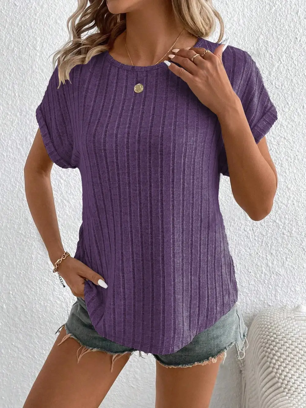 Short-Sleeve Ribbed T-Shirt