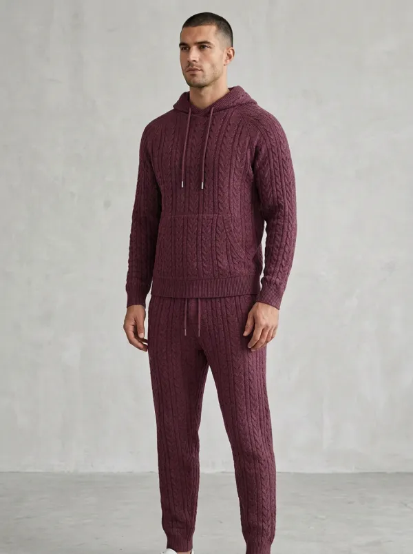 Refined Clean-Line Men's Knit Hoodie Jogger Set