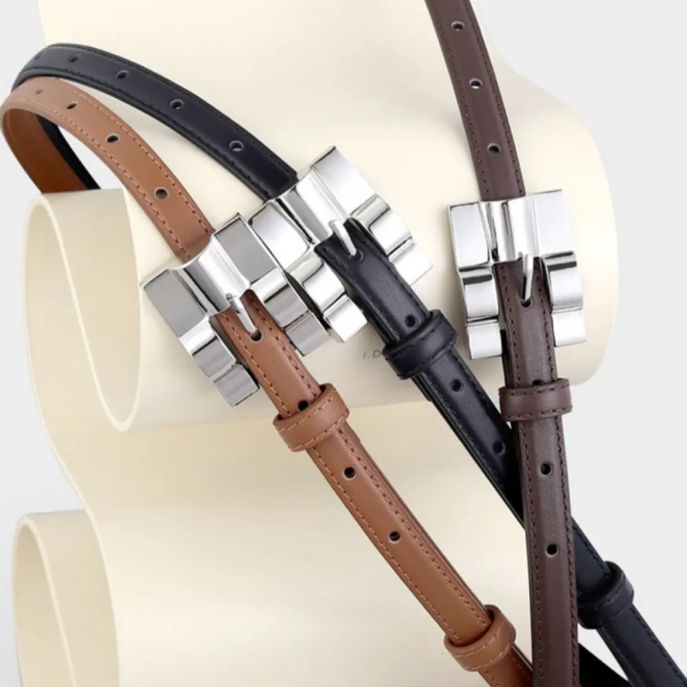 Everyday Skinny Leather Belt with Buckle