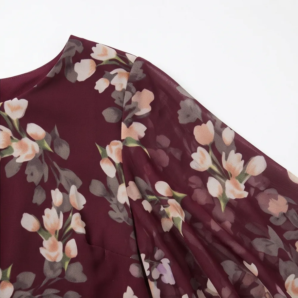Floral Polished Overlay Midi Dress