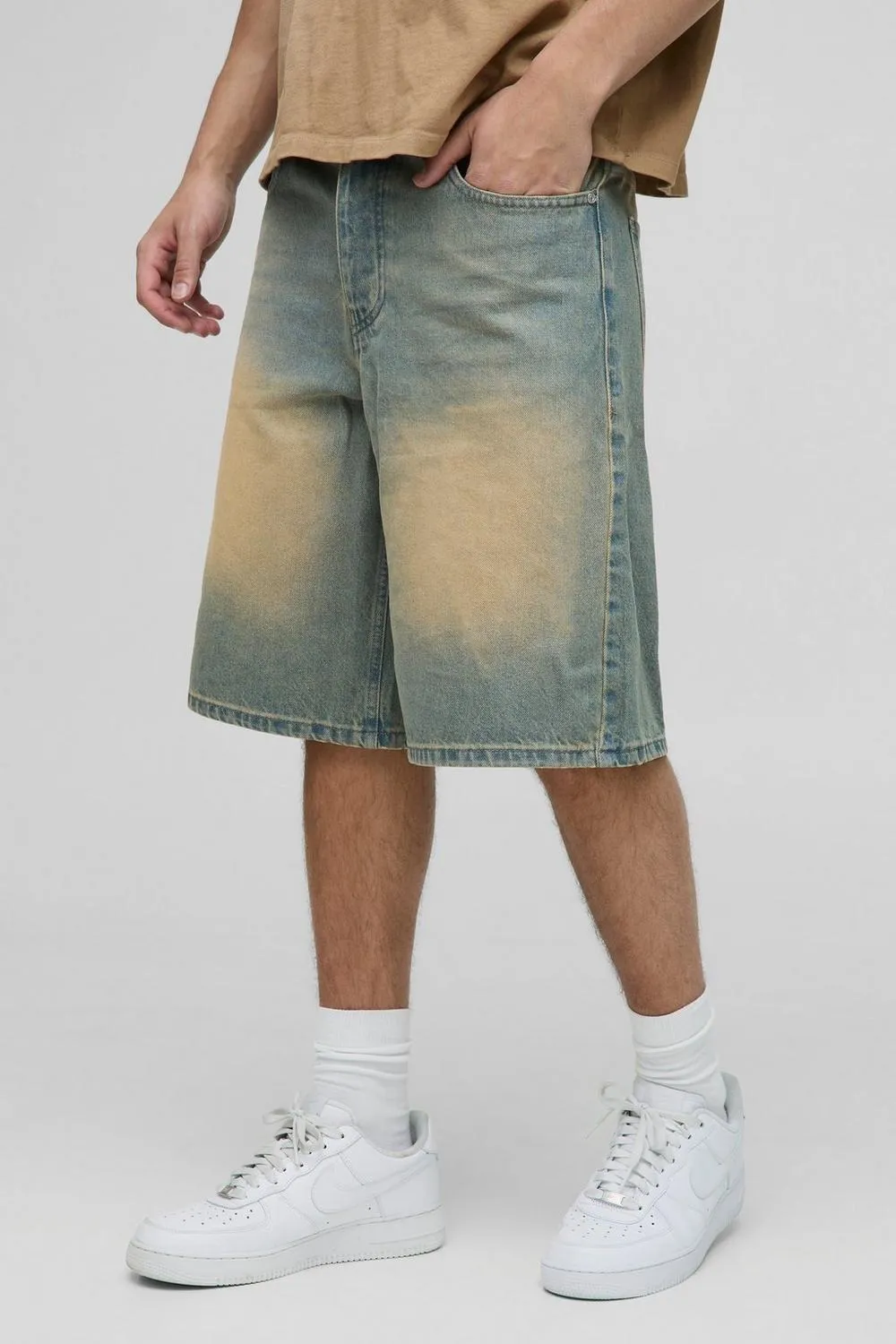 Regular Fit Antique Blue Medium Stretch Washed Denim Jorts