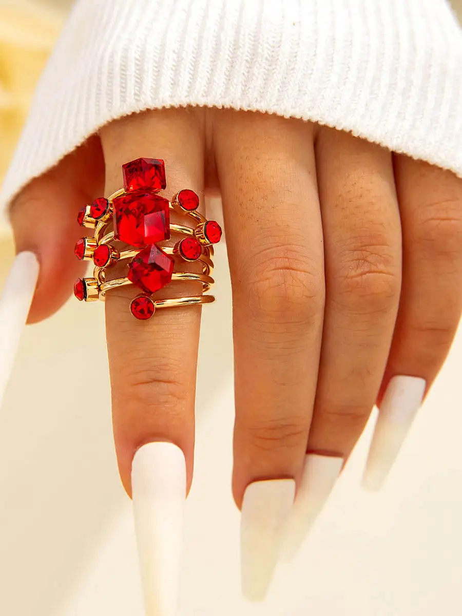 Geometric Rhinestone Ring