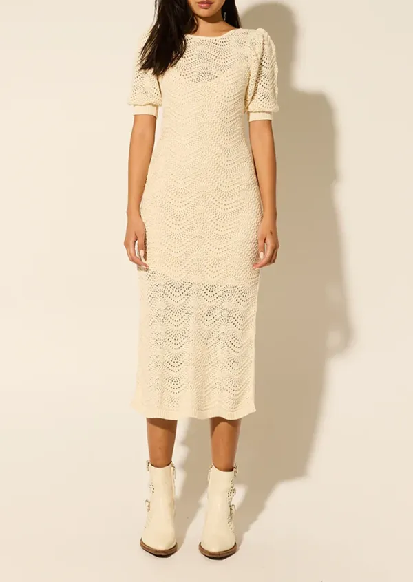 ROUND NECK KNIT MIDI DRESS