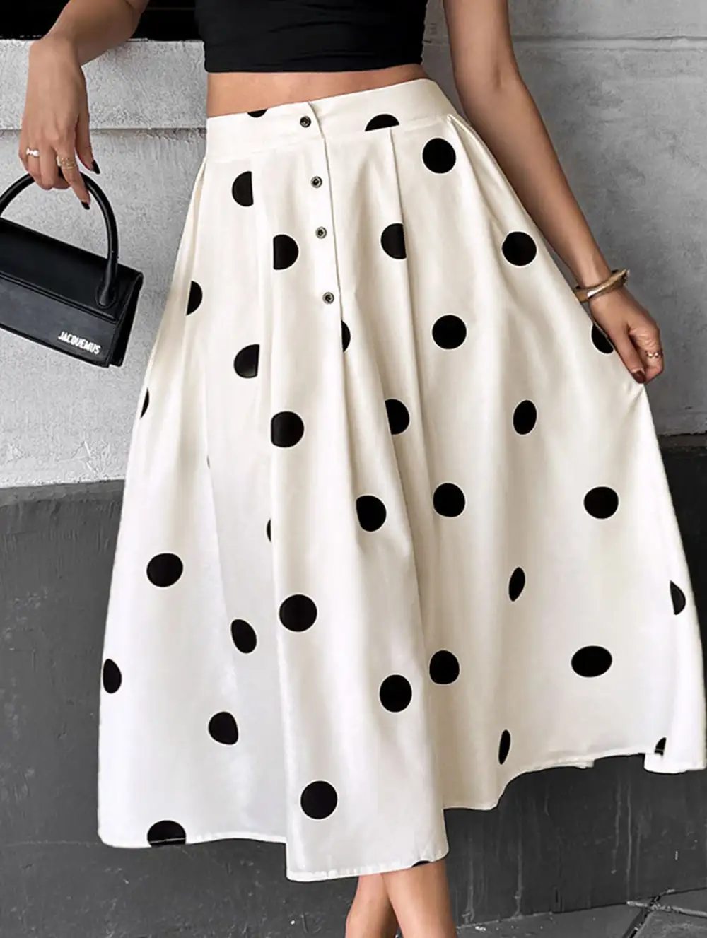 Polka Dot High Waist Maxi Skirt