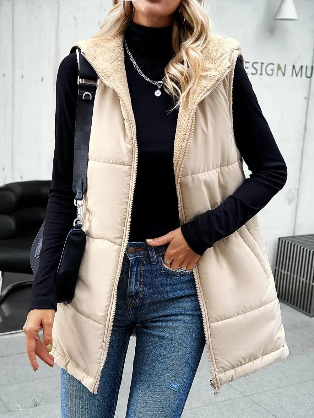 Polished Hooded Puffer Vest