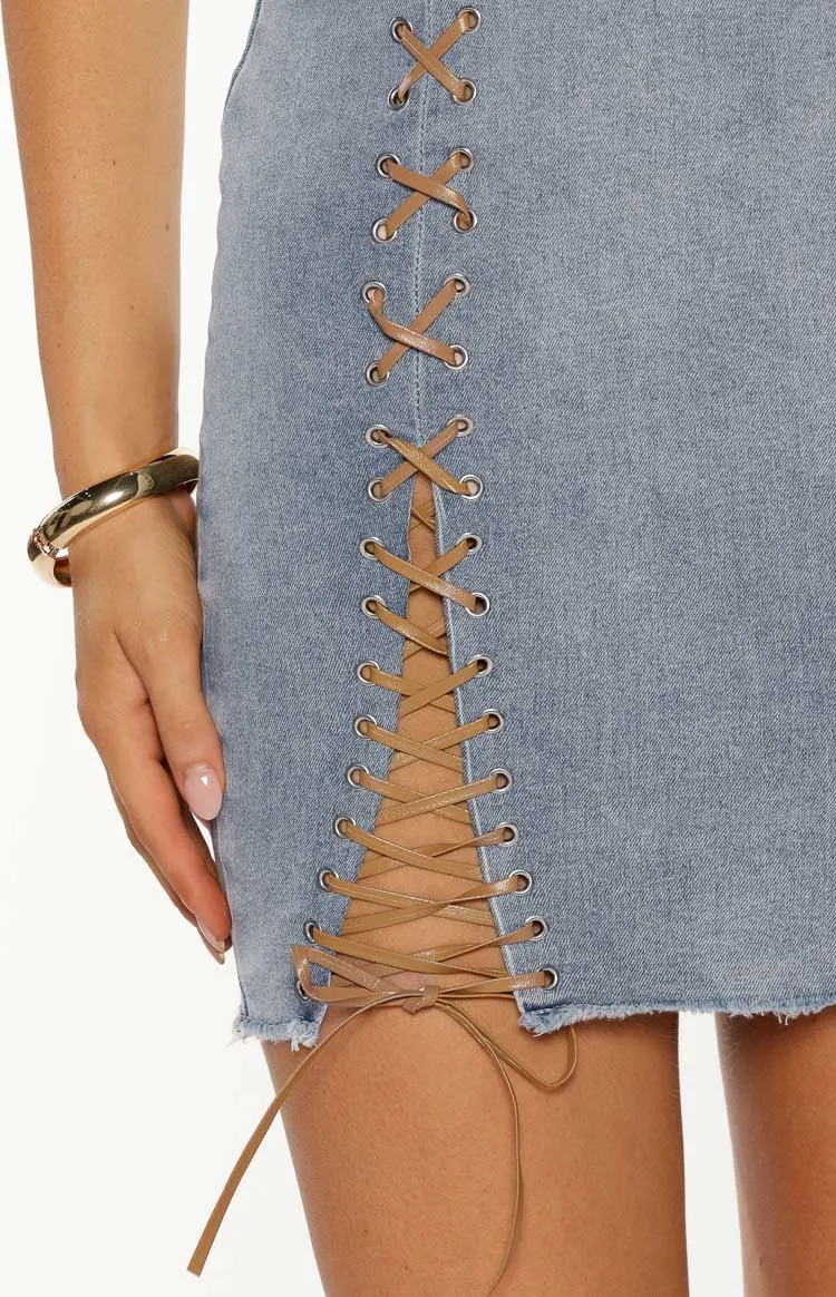 Strapless Bodycon Lace Up Mini Dress