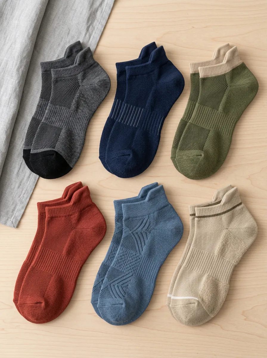 Men's Athletic Breathable Mesh Patterned 6-Pack Ankle Socks
