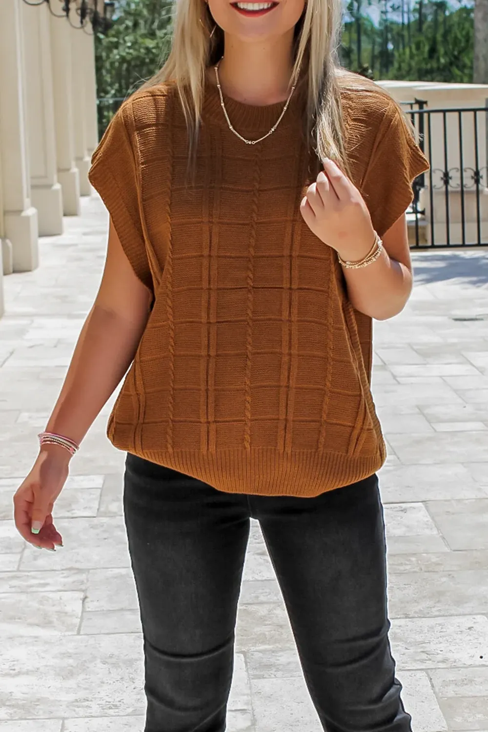 Brown Waffle Vest
