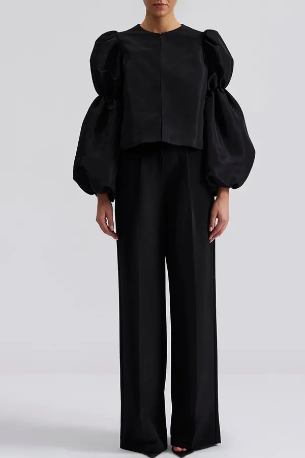 Long Sleeve Pouf Sleeve Blouse