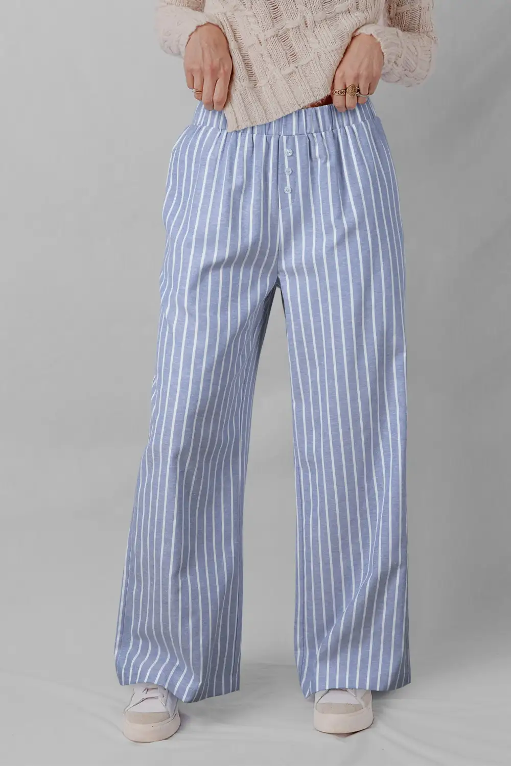 Buttoned Detail Loose Pants