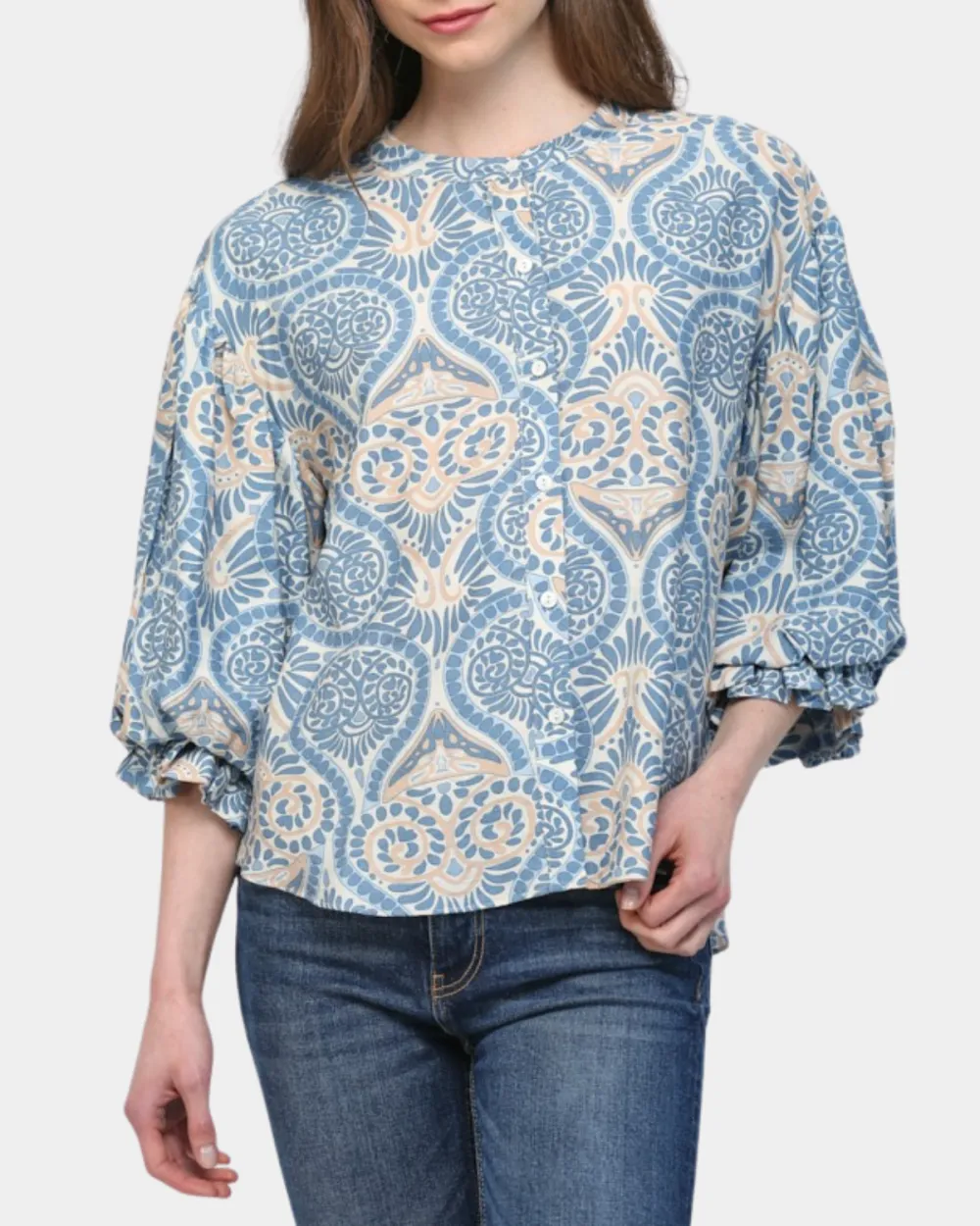 Damask Print Blouse