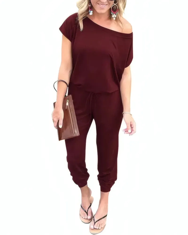 Off Shoulder Belted Jumpsuit