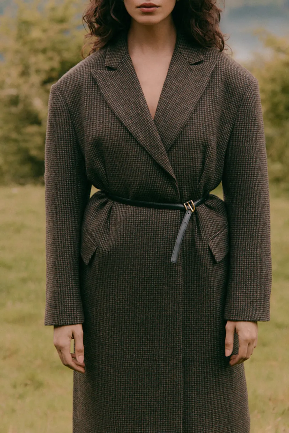 Wool Blend Tailored Long Coat