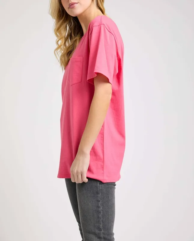 Coral Oversized Pocket Tee