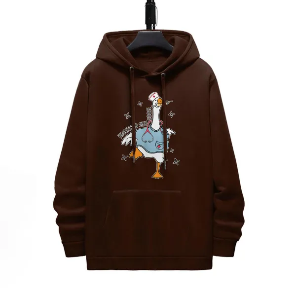 Doctor Goose Pattern Printed Hoodie