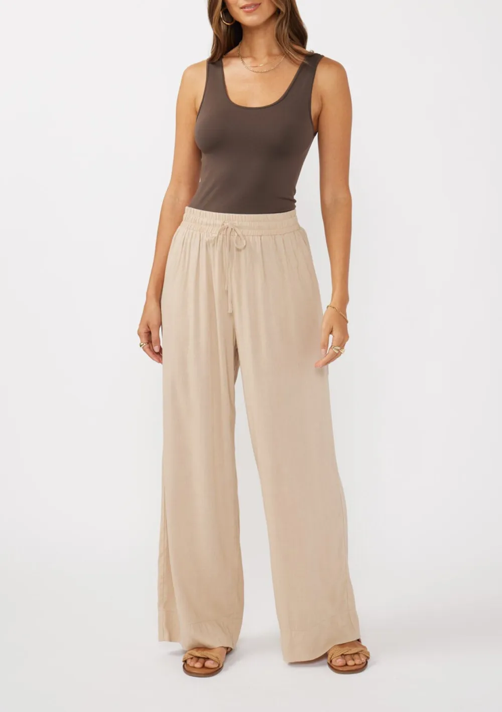 Drawstring High Rise Loose Pants