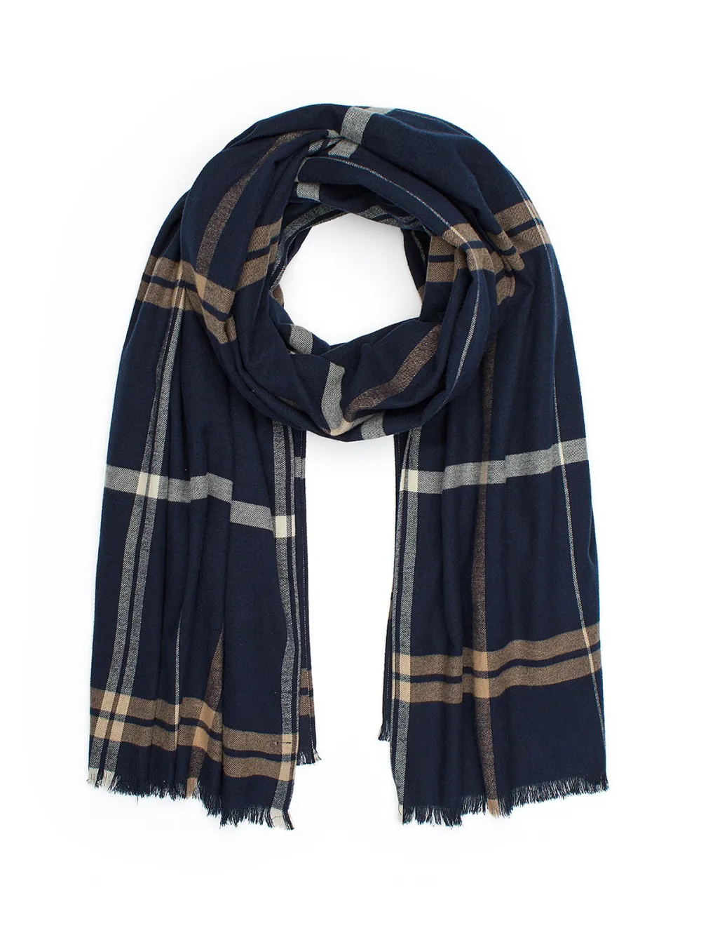 Retro Checkered Fringed Scarf