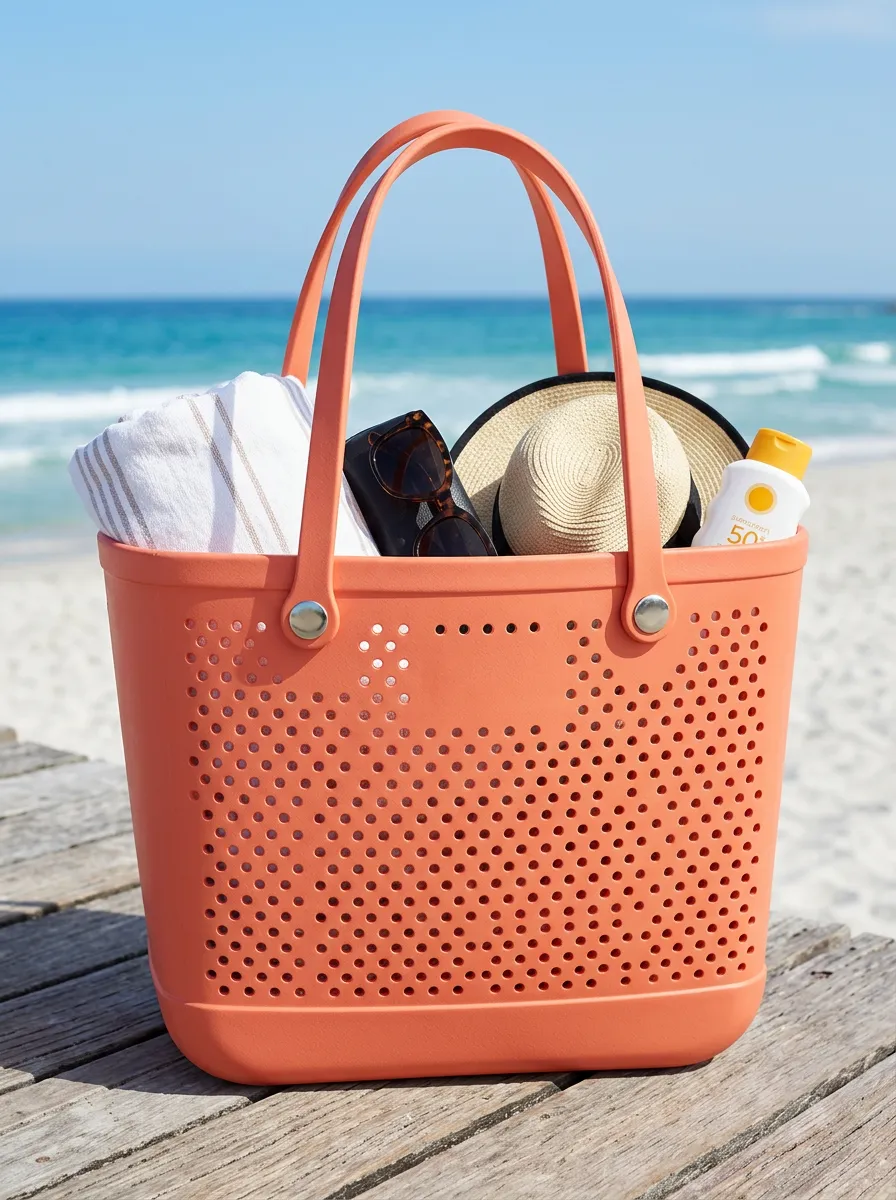 Coral Perforated Waterproof Beach Carryall