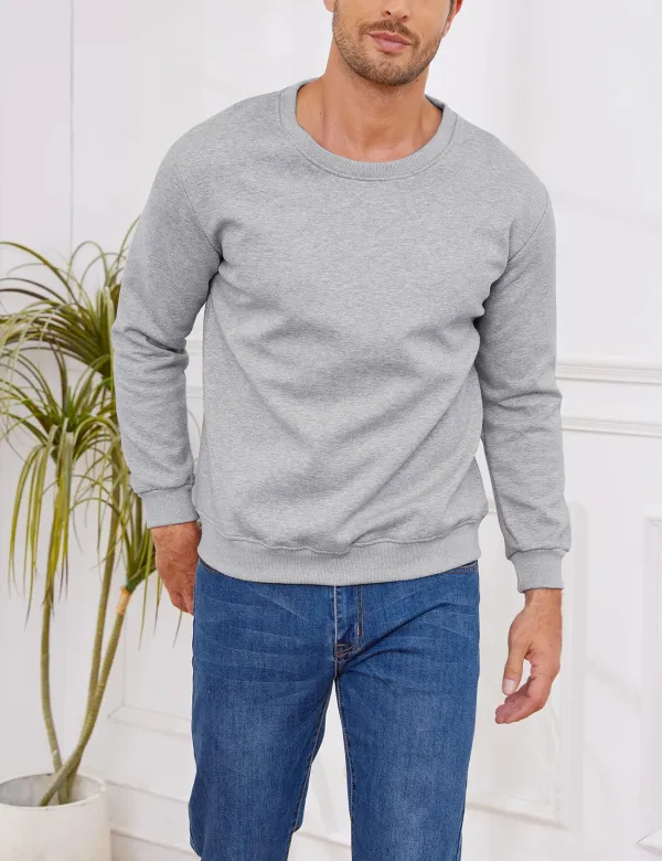 Mens Fleece Crewneck Sweatshirts - Grey