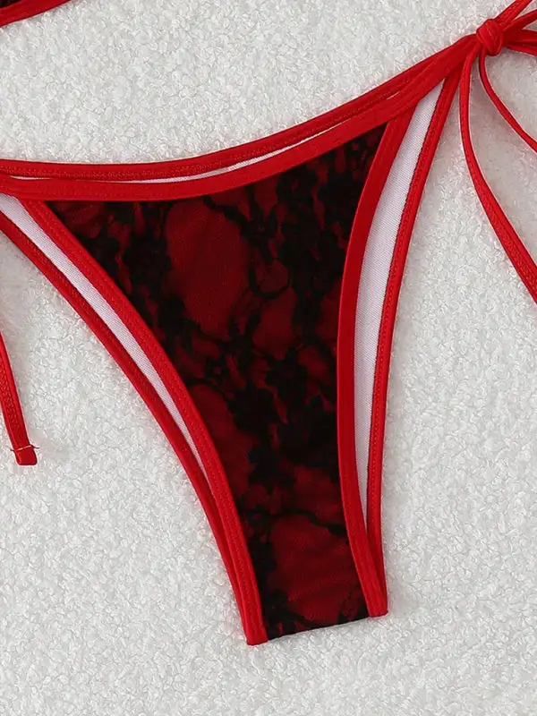 Lace Backless Bikini Swim Set