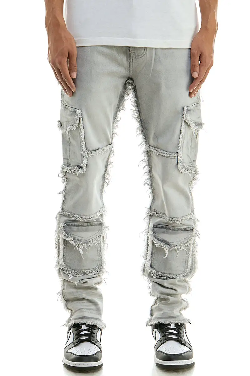 Men's Skinny Raw Hem Cargo Jeans