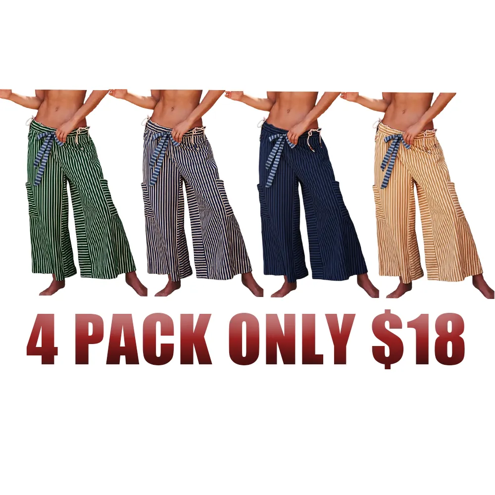 Women's Striped Wide Leg Pants