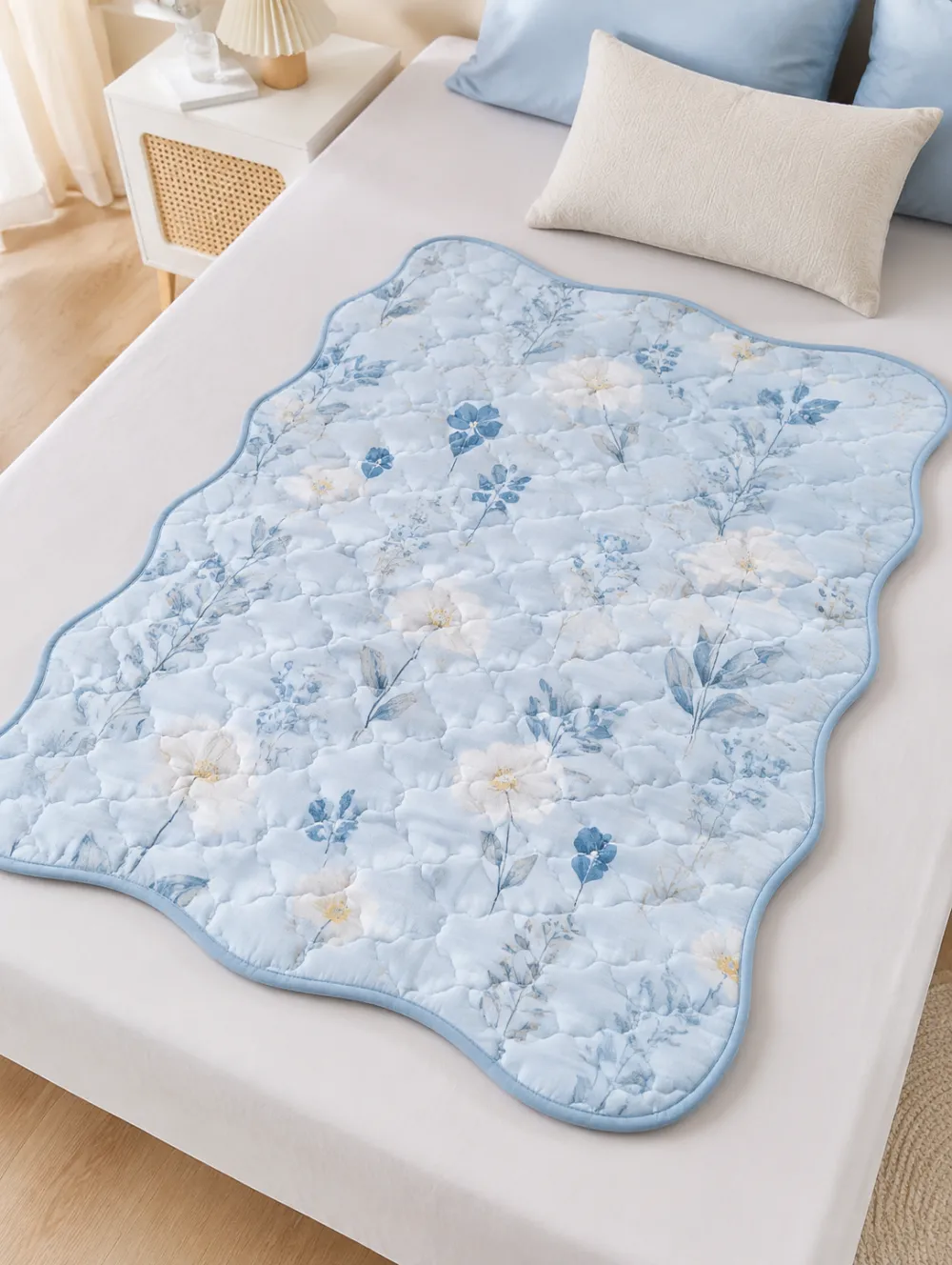 Floral Botanical Blue Print Cooling Mat