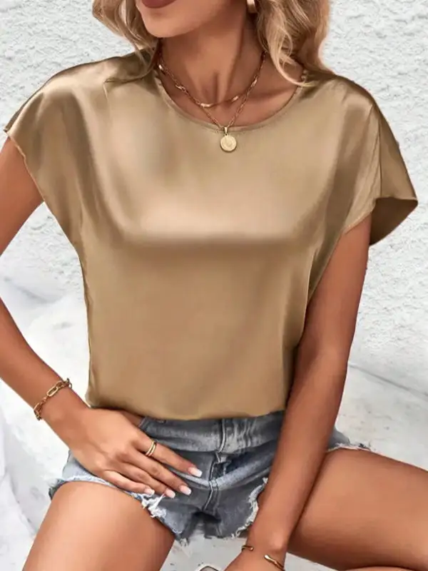 Batwing Sleeve Relaxed Round Neck T-Shirt