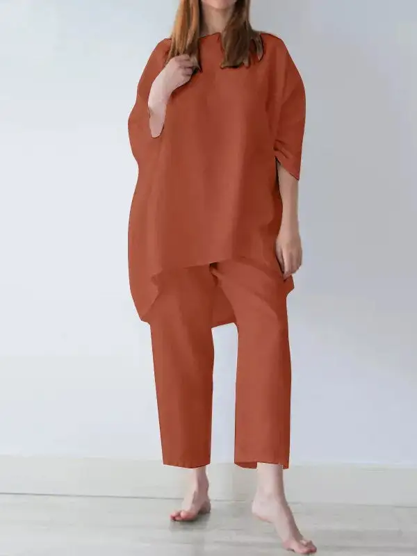 Relaxed Long Sleeve Tee And Pants Set